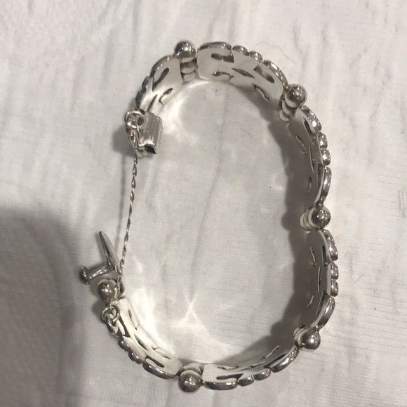 *Price Firm* Mexico Sterling Silver Bracelet with Safety Clasp - Picture 6 of 8